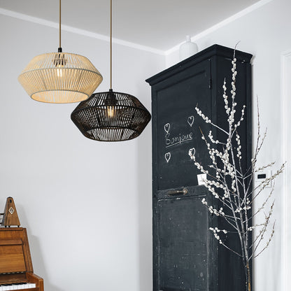Handwoven Paper Rope Pendant Shade | Modern Natural Geometric Woven Shade, 32 Centimetres Wide