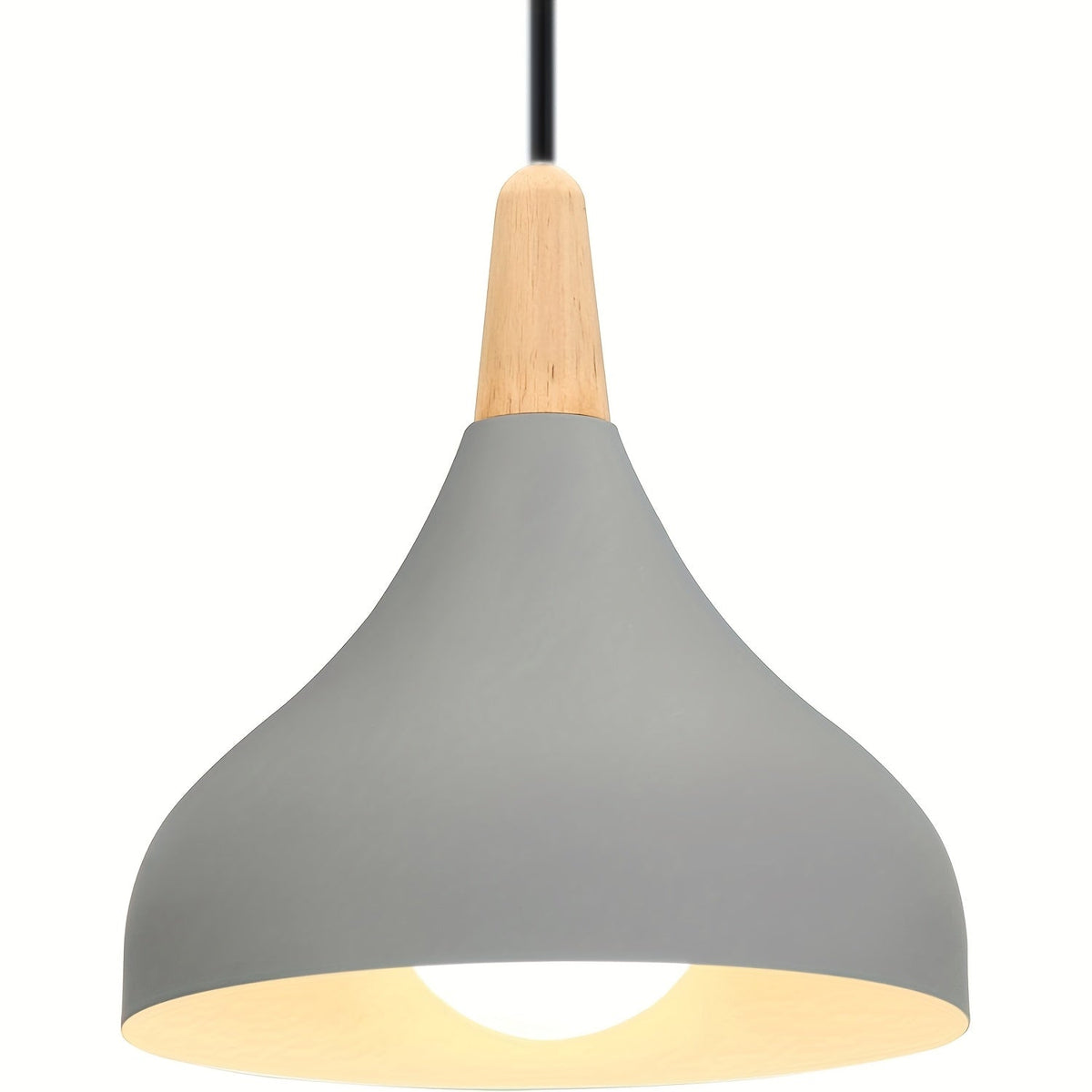 Modern Teardrop Pendant Light | Metal and Wood Hanging Ceiling Lamp In Nine Bold Shade Colourways