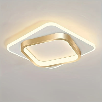 Modern Square LED Ceiling Light | Minimalist Geometric Flush Mount In A Polished Metal Finish