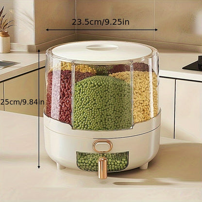 Rotating Airtight Food Storage Container | 360 Degree Grain and Cereal Dispenser Storage Set