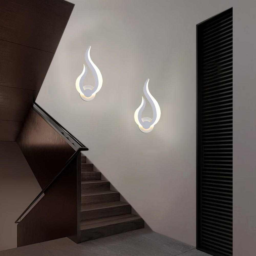 Modern Flame LED Wall Light | 10W Warm White Acrylic Sconce In A Left or Right Handed Wall Form