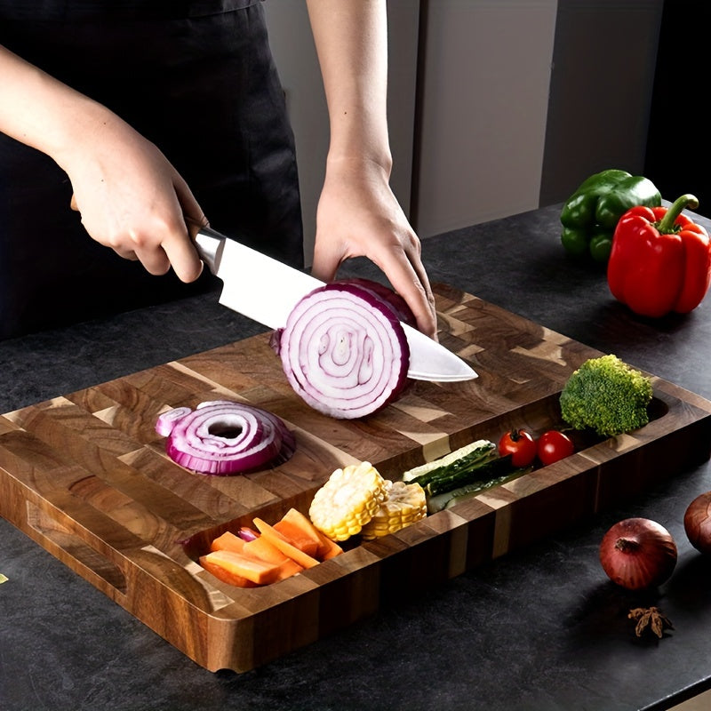 Acacia Wood Cutting Board | Durable End Grain Kitchen Chopping Block For Daily Kitchen Prep