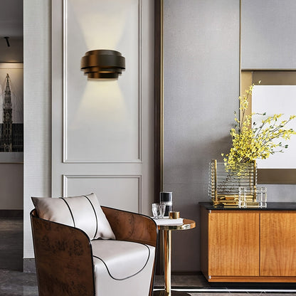 Modern Wall Sconce | Up and Down Layered Metal Wall Light In A Matte White or Black Finish