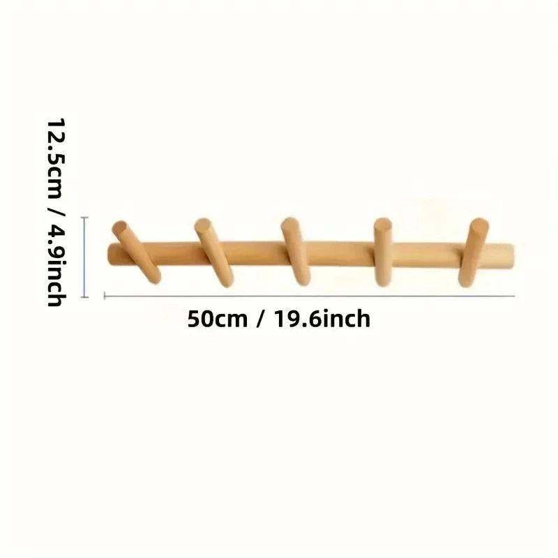 Aveley Wall Rack | Solid Oak Wall Mounted Organiser For Hallways, Kitchens and Home Bathrooms