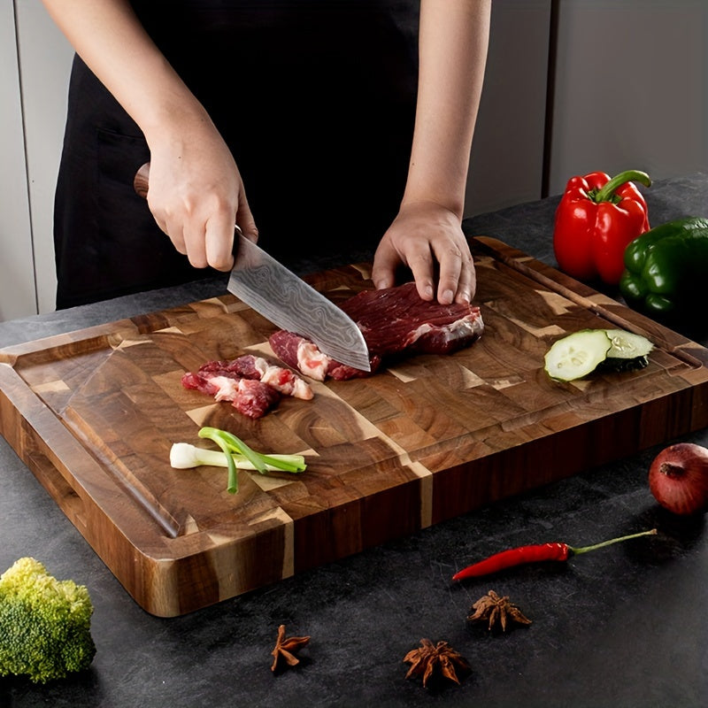 Acacia Wood Cutting Board | Durable End Grain Kitchen Chopping Block For Daily Kitchen Prep