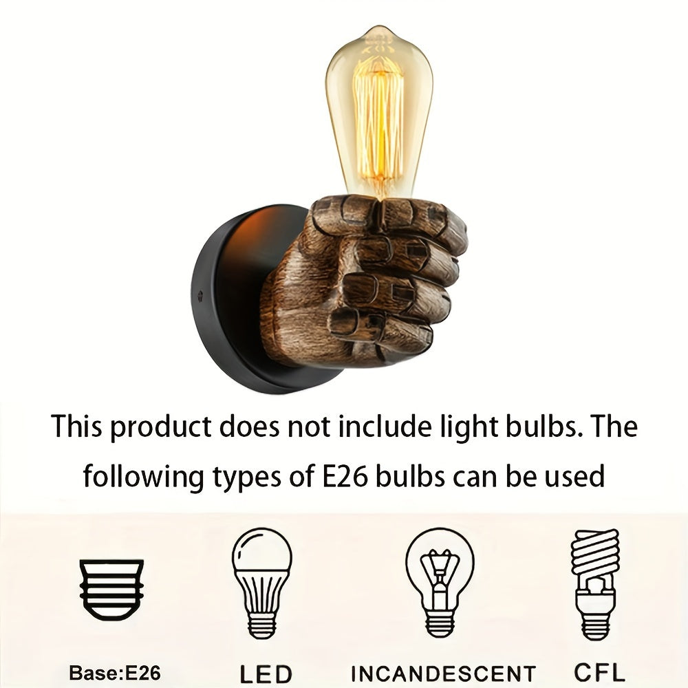 Industrial Hand Wall Lamp | Sculptural Resin E26 Wall Sconce In A Left or Right Handed Form