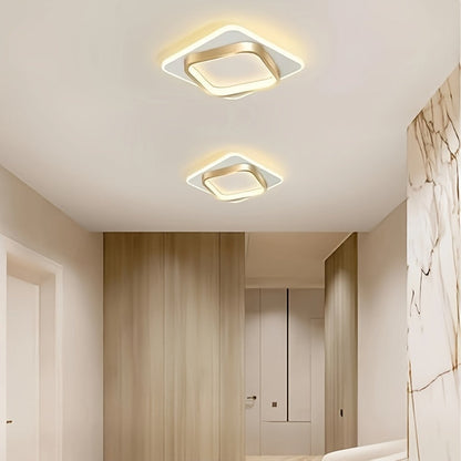 Modern Square LED Ceiling Light | Minimalist Geometric Flush Mount In A Polished Metal Finish