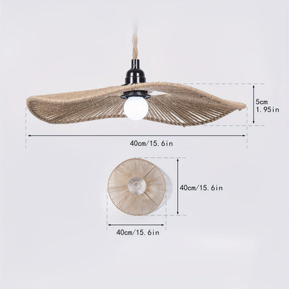 Handwoven Paper Rope Ceiling Shade | Natural Artistic Wave Form Shade, 40 Centimetres Across