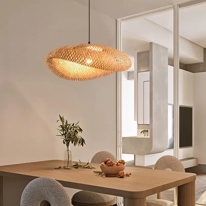 Rattanova Handwoven Rattan Pendant | Bohemian Woven Lampshade For Kitchens and Living Rooms