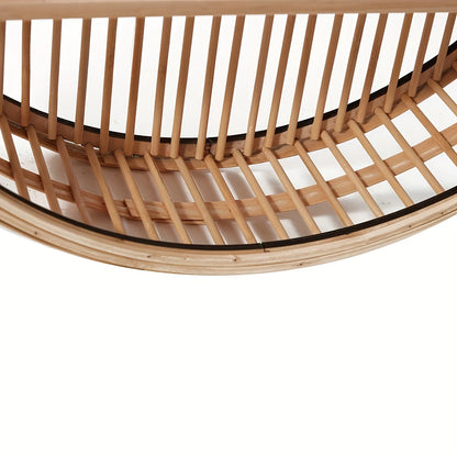 Round Bamboo Wall Shelf | Handmade Boho Floating Organiser For Plants, Books and Ornaments