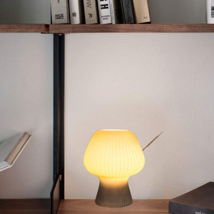 Vintage Bedside Table Lamp | Ribbed Glass Mushroom Lamp In Two Different Design Variations