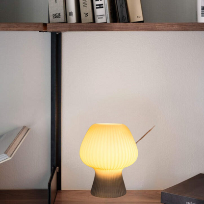 Vintage Bedside Table Lamp | Ribbed Glass Mushroom Lamp In Two Different Design Variations