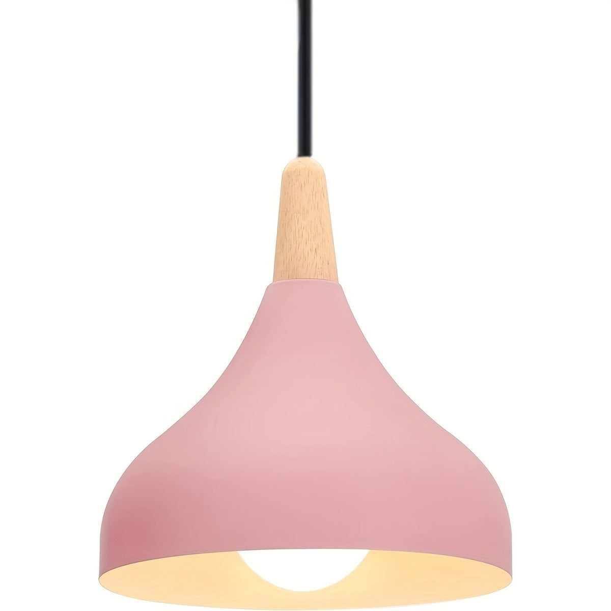 Modern Teardrop Pendant Light | Metal and Wood Hanging Ceiling Lamp In Nine Bold Shade Colourways
