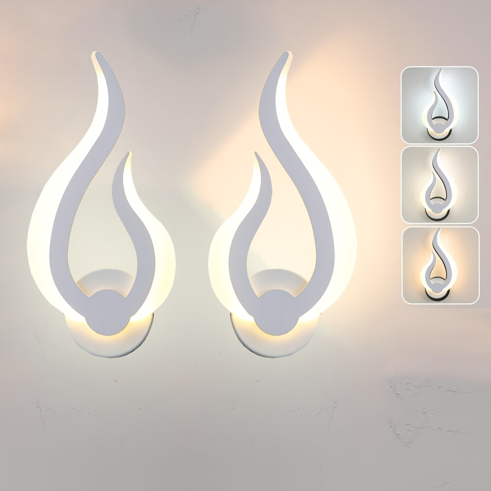 Modern Flame LED Wall Light | 10W Warm White Acrylic Sconce In A Left or Right Handed Wall Form
