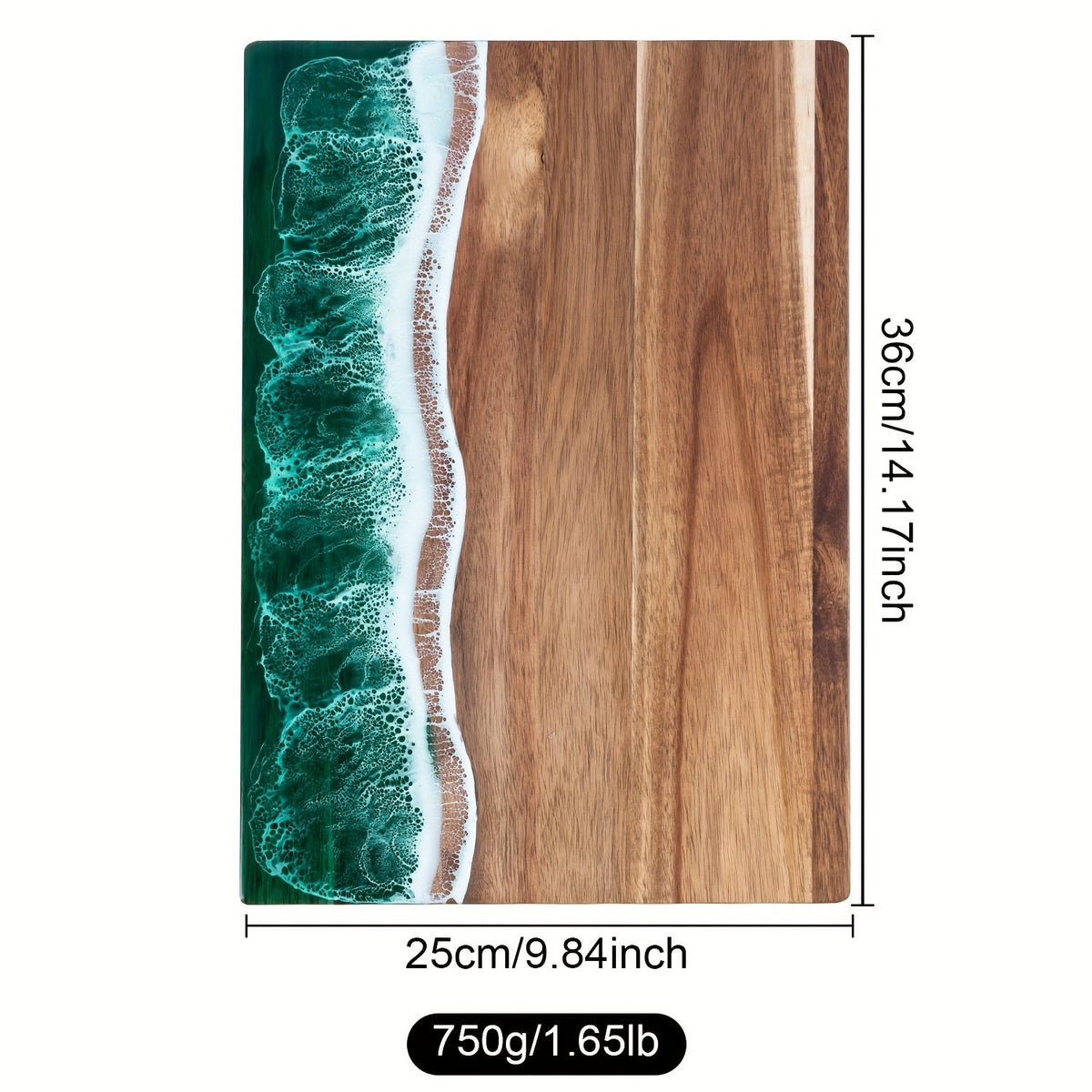 Wave Resin Cutting Board | Ocean Inspired Acacia Wood Cheese and Charcuterie Serving Board