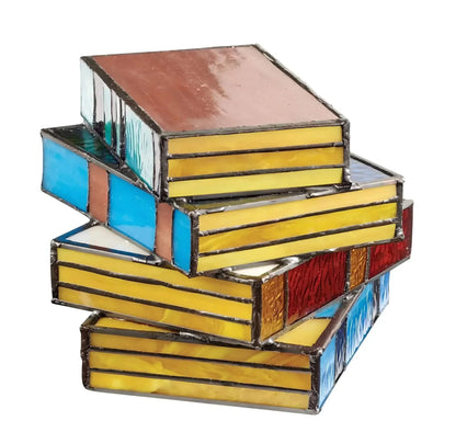 Stained Glass Book Lamp | Handcrafted Folding Art Light For Shelves, Desks and Bedside Tables