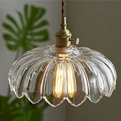 Vintage Flower Pendant Lamp | Coloured Glass Hanging Light For Dining Rooms and Kitchen Islands