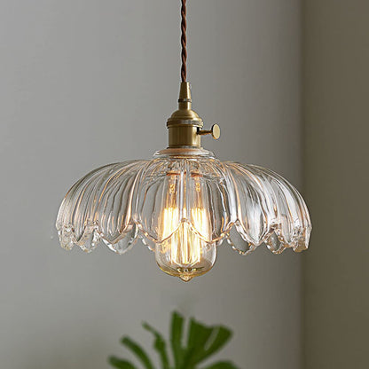 Vintage Flower Pendant Lamp | Coloured Glass Hanging Light For Dining Rooms and Kitchen Islands