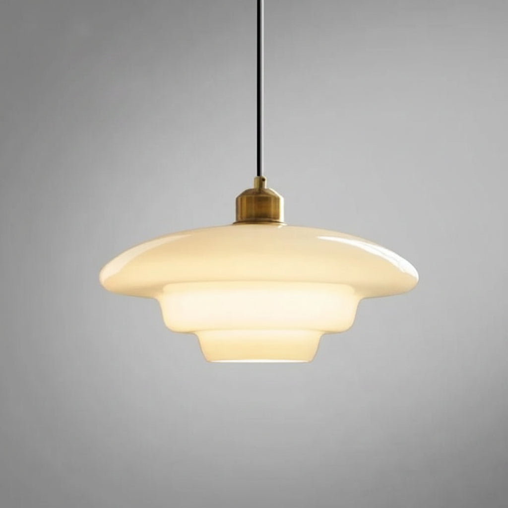 White Glass Pendant Light | Modern Mid Century Ceiling Lamp For Dining Rooms and Hallway Spaces