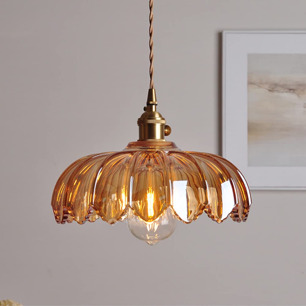 Vintage Flower Pendant Lamp | Coloured Glass Hanging Light For Dining Rooms and Kitchen Islands