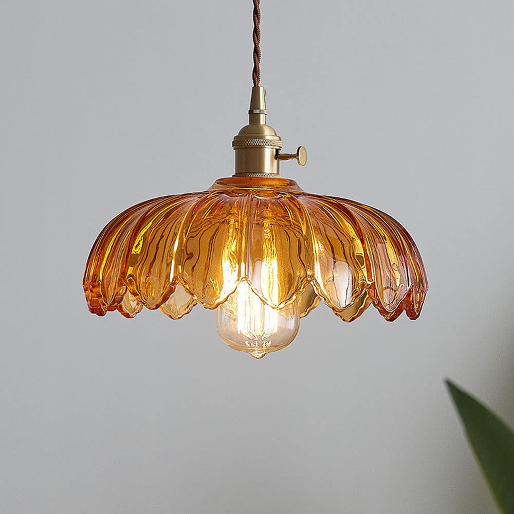 Vintage Flower Pendant Lamp | Coloured Glass Hanging Light For Dining Rooms and Kitchen Islands