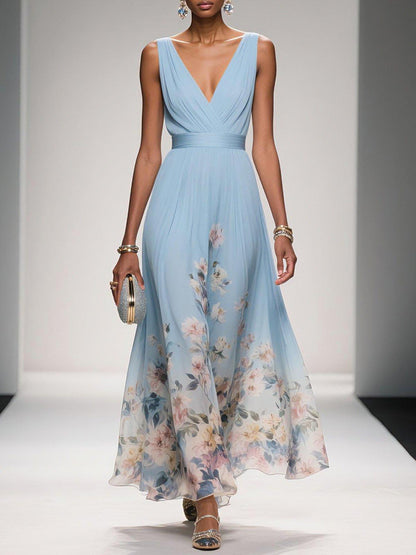 Harper Floral Chiffon Wedding Guest Midi Dress