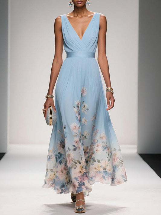 Harper Floral Chiffon Wedding Guest Midi Dress