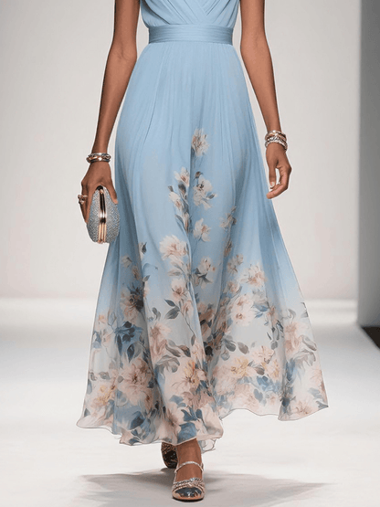 Harper Floral Chiffon Wedding Guest Midi Dress