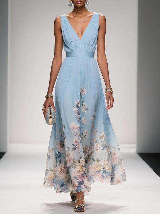 Harper Floral Chiffon Wedding Guest Midi Dress