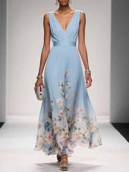 Harper Floral Chiffon Wedding Guest Midi Dress