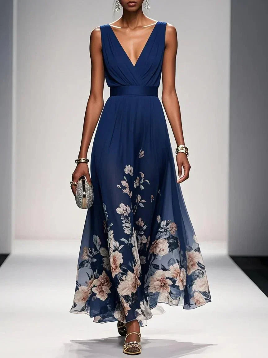 Harper Floral Chiffon Wedding Guest Midi Dress