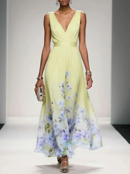 Harper Floral Chiffon Wedding Guest Midi Dress