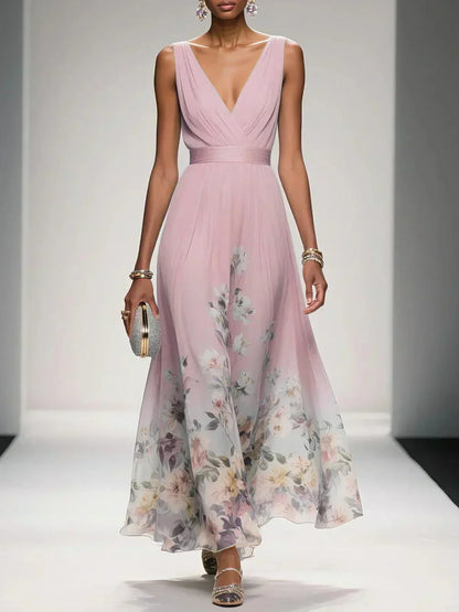Harper Floral Chiffon Wedding Guest Midi Dress