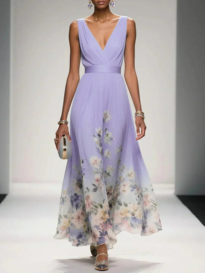 Harper Floral Chiffon Wedding Guest Midi Dress