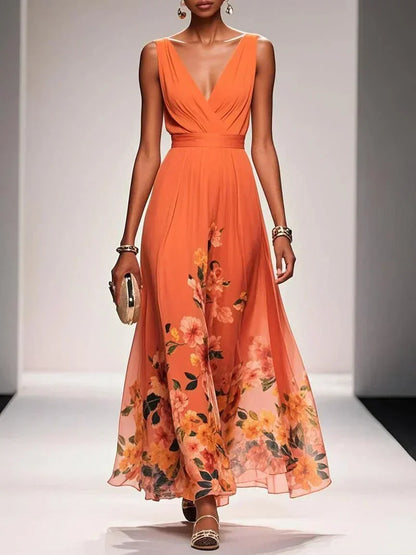 Harper Floral Chiffon Wedding Guest Midi Dress