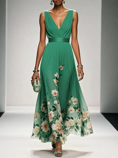 Harper Floral Chiffon Wedding Guest Midi Dress