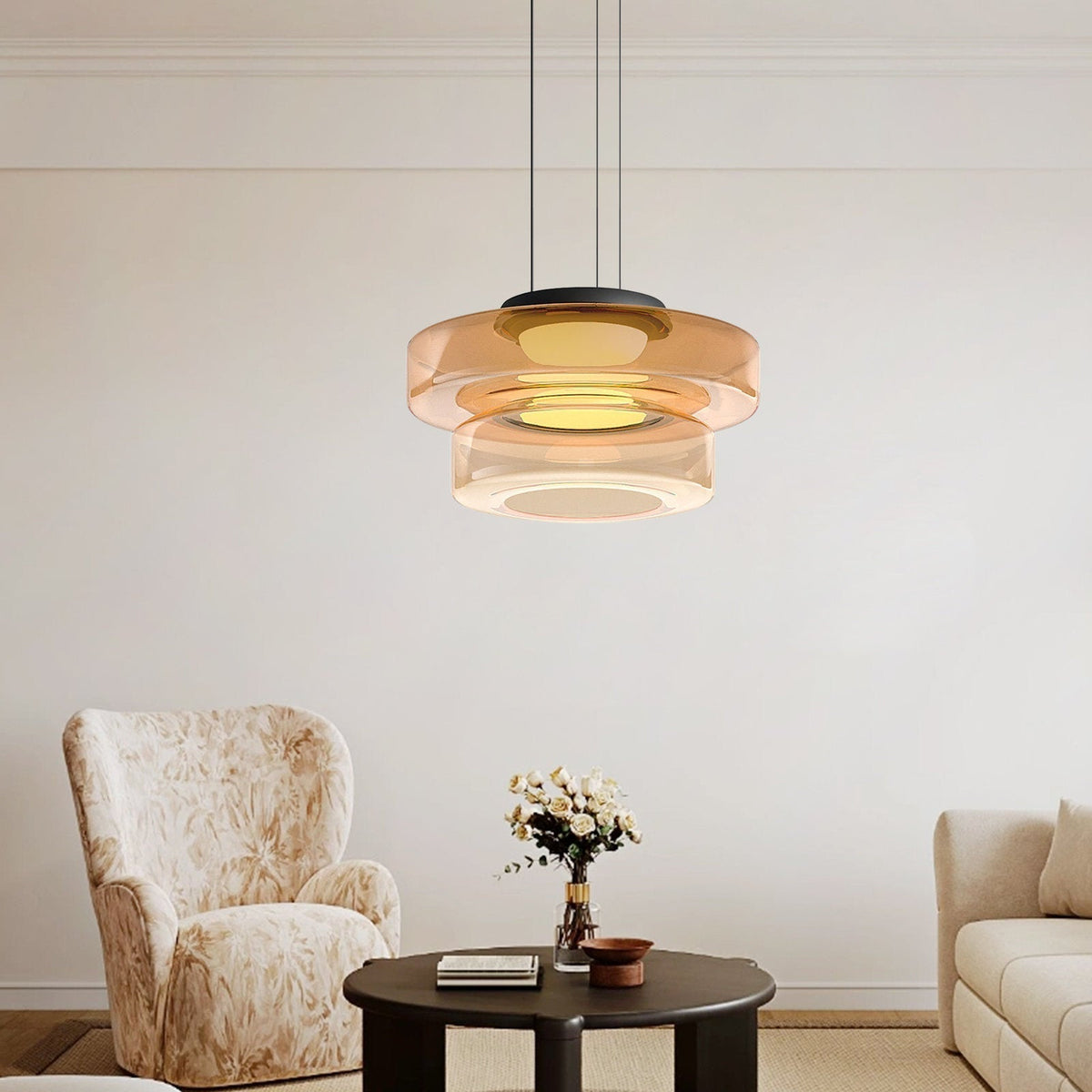 Glass Pendant Lamp | Bauhaus Style Hanging Light For Dining Rooms and Kitchen Island Counters
