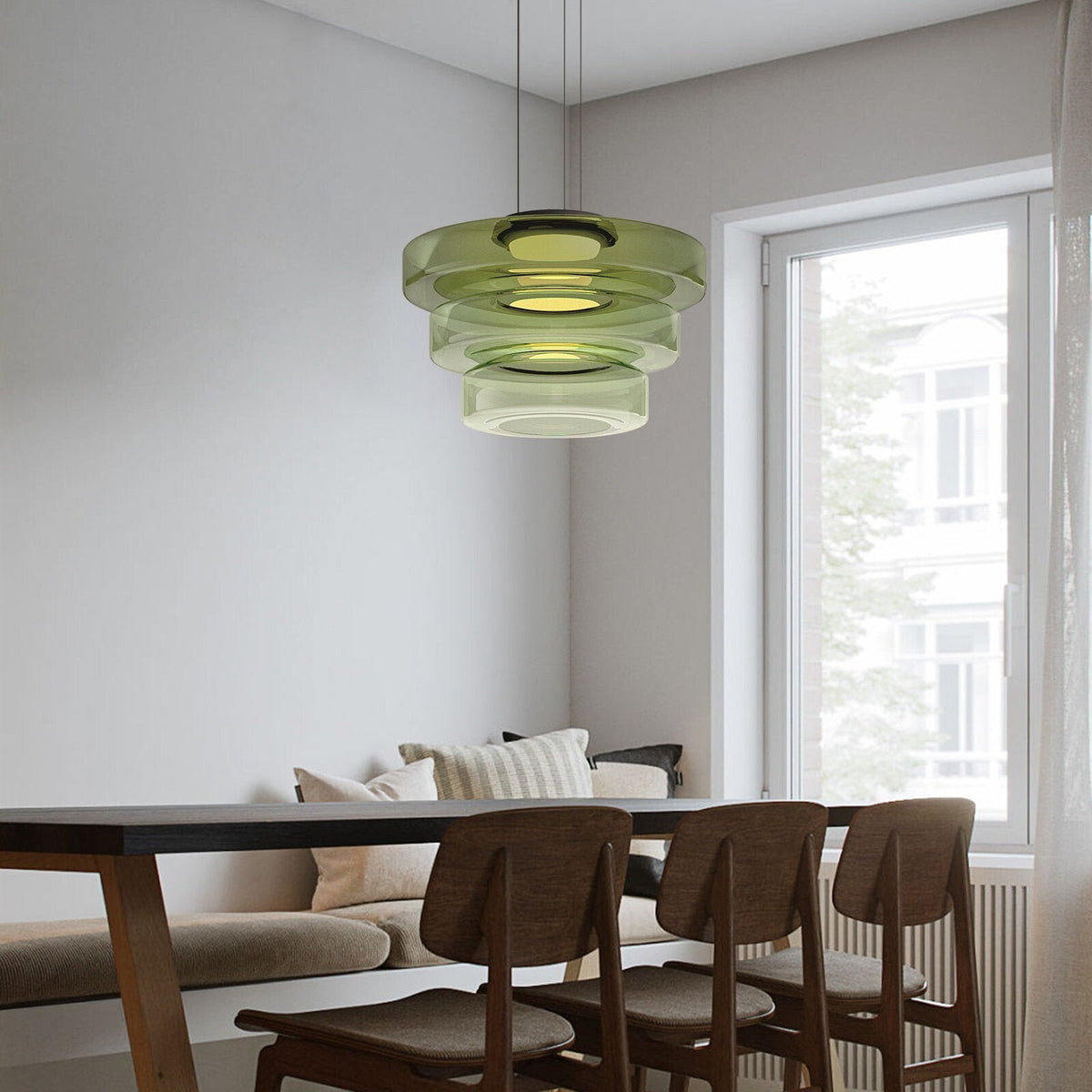 Glass Pendant Lamp | Bauhaus Style Hanging Light For Dining Rooms and Kitchen Island Counters