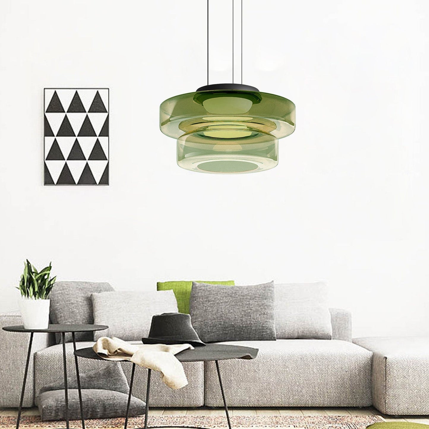 Glass Pendant Lamp | Bauhaus Style Hanging Light For Dining Rooms and Kitchen Island Counters