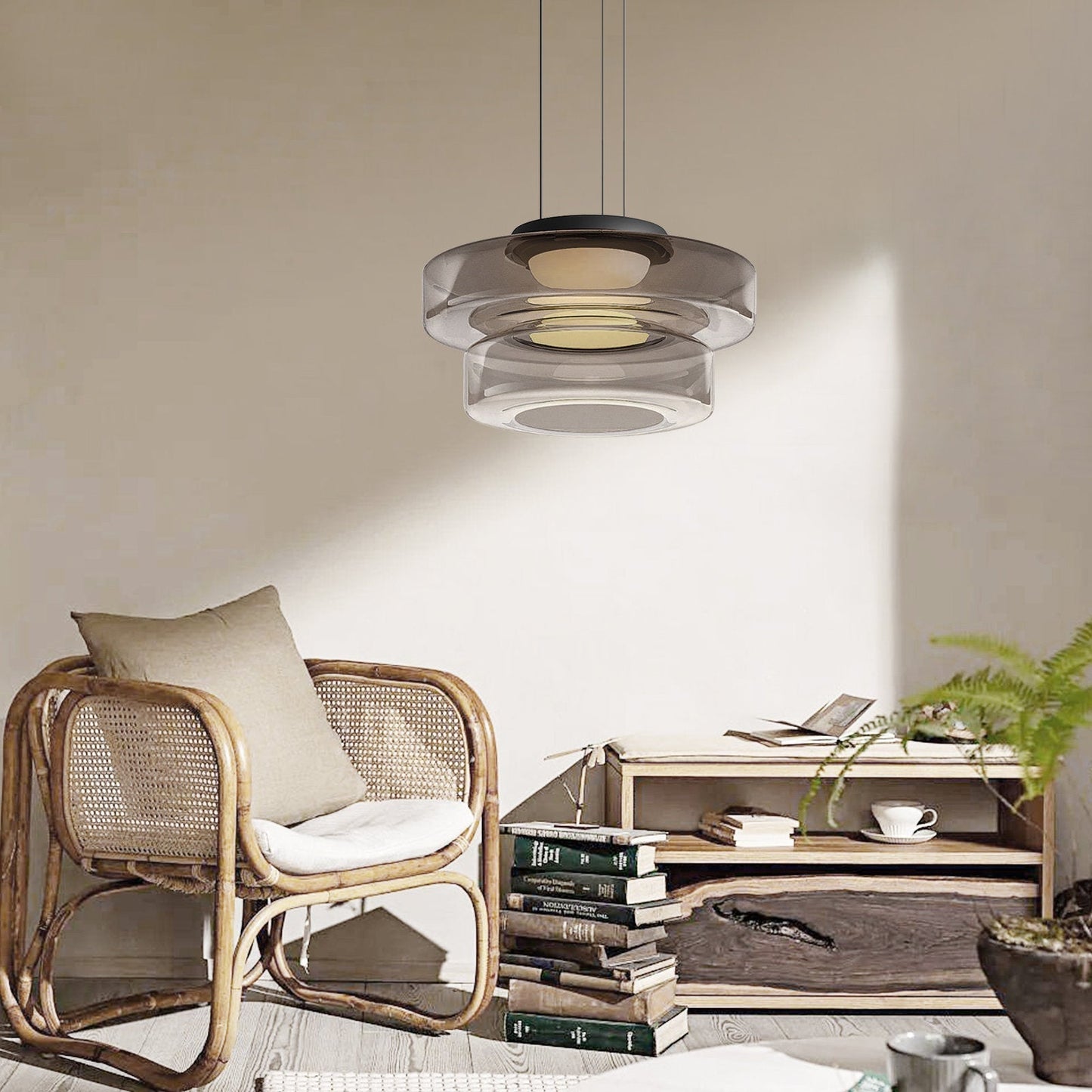 Glass Pendant Lamp | Bauhaus Style Hanging Light For Dining Rooms and Kitchen Island Counters