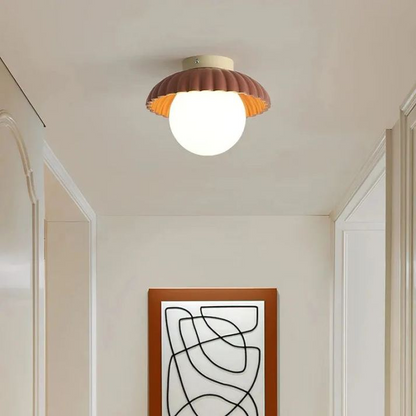 Iron Hallway Ceiling Light | Modern Glass and Metal Flush Mount For Halls and Landing Areas