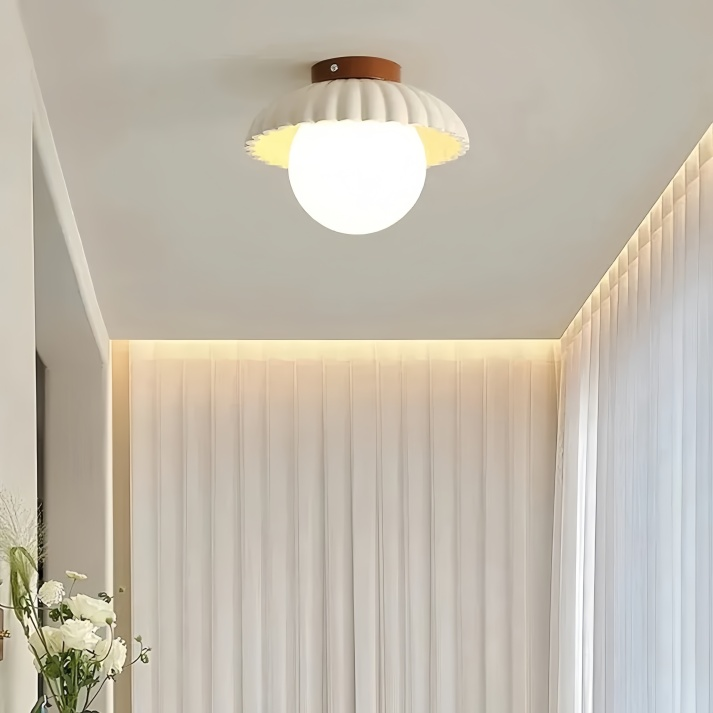 Iron Hallway Ceiling Light | Modern Glass and Metal Flush Mount For Halls and Landing Areas