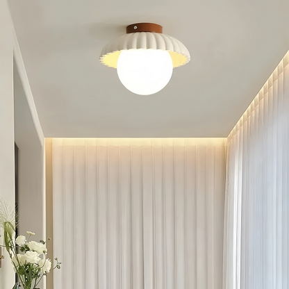 Iron Hallway Ceiling Light | Modern Glass and Metal Flush Mount For Halls and Landing Areas