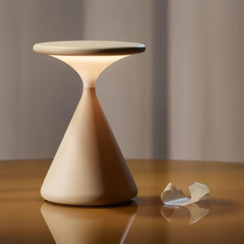 Sablune Wireless Table Lamp | Rechargeable Hourglass Design In White, Grey or Black Finish