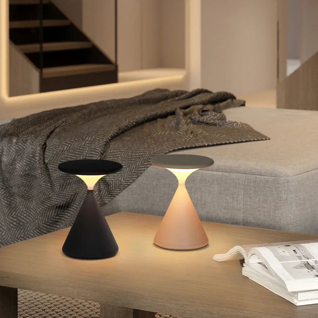 Sablune Wireless Table Lamp | Rechargeable Hourglass Design In White, Grey or Black Finish