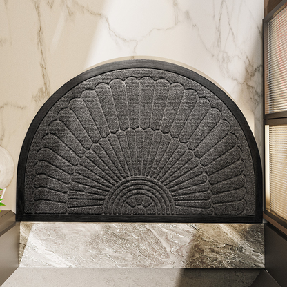 Semi Circular Rubber Door Mat | Heavy Duty Non Slip Entryway Mat For Porches and Back Doors