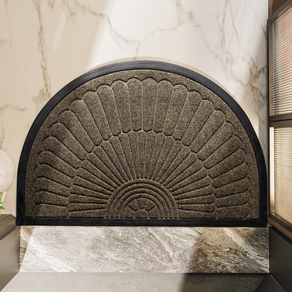Semi Circular Rubber Door Mat | Heavy Duty Non Slip Entryway Mat For Porches and Back Doors