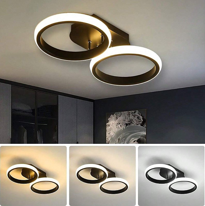 Modern LED Ceiling Light | Sleek Overlapping LED Ring Design In Two Or Three Ring Diameters