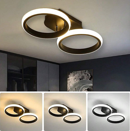 Modern LED Ceiling Light | Sleek Overlapping LED Ring Design In Two Or Three Ring Diameters