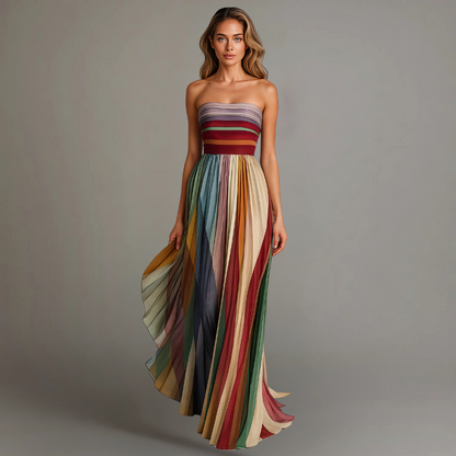 Leontine Pleated Strapless Maxi Dress